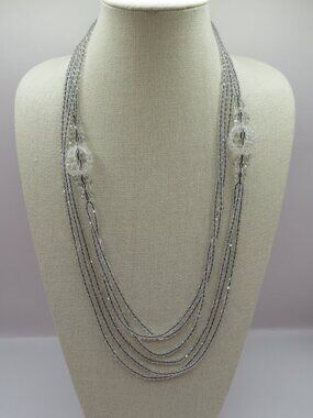 Vintage Erickson Beamon Triple Strand Faceted Crystals Extra Long Necklace